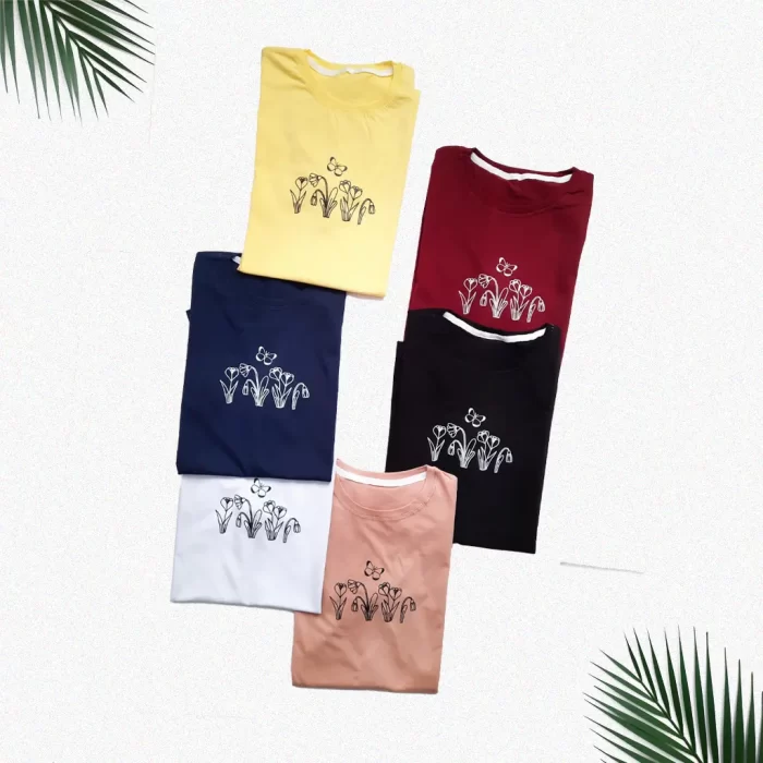 تی شرت دوسایزی گل رنگ بندی