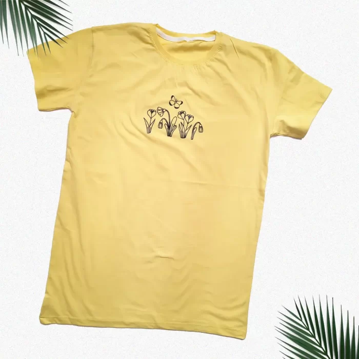 تی شرت دوسایزی گل زرد