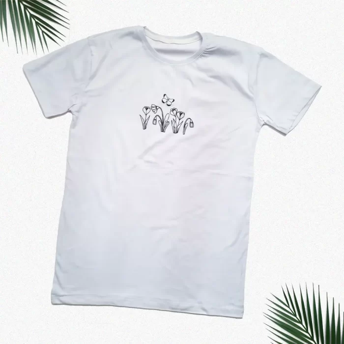 تی شرت دوسایزی گل سفید