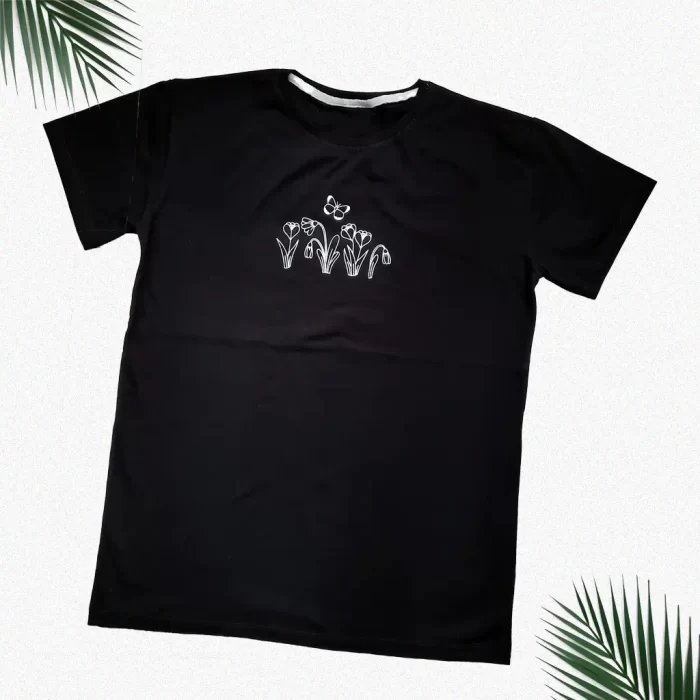 تی شرت دوسایزی گل مشکی