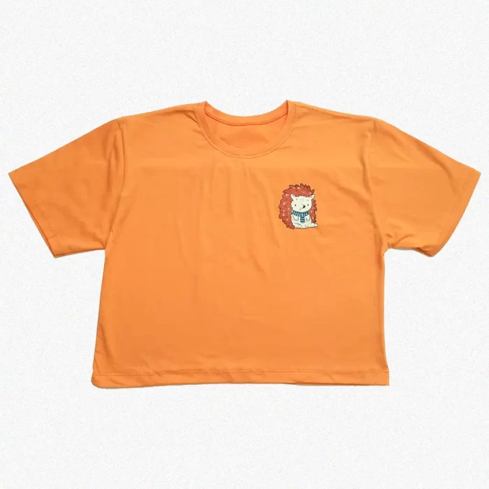 کراپ تیشرت طرح جوجه تیغی نارنجی