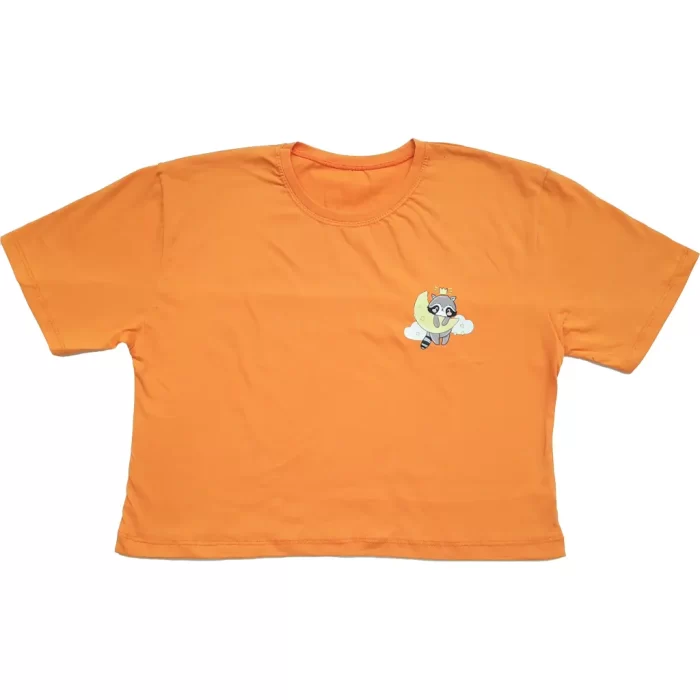 کراپ تیشرت طرح راکون نارنجی