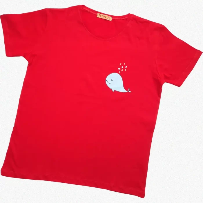 tshit whale5 تی شرت نهنگ قرمز