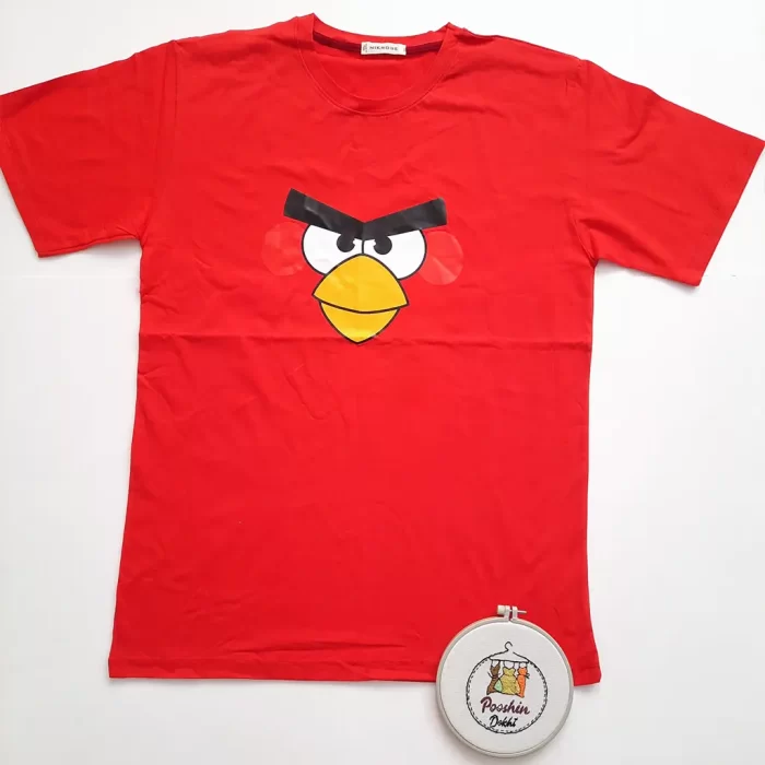 تی شرت لانگ چاپی انیمیشنی قرمز انگری بردز