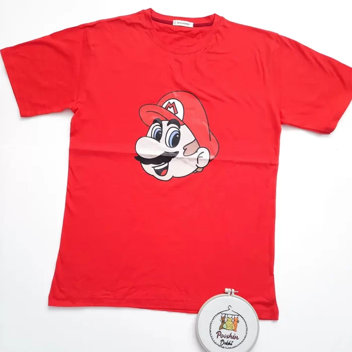 تی شرت لانگ چاپی انیمیشنی قرمز ماریو قارچ خور
