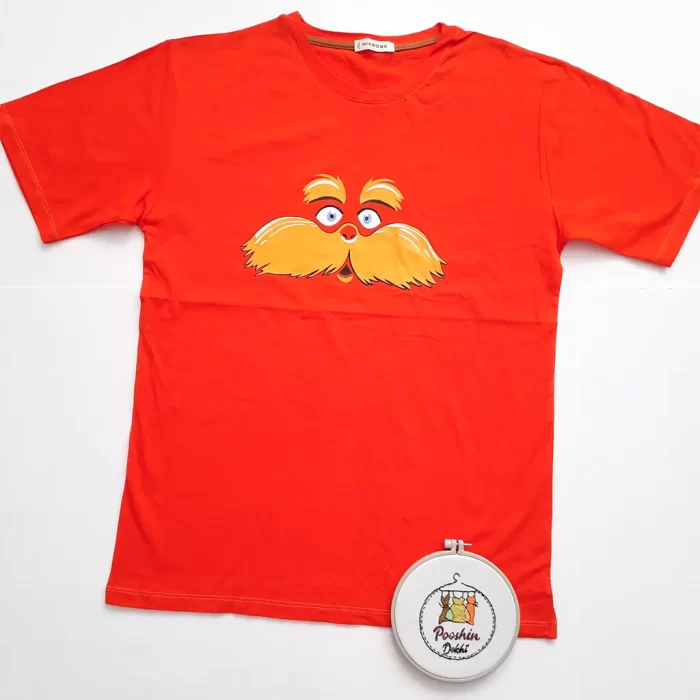 تی شرت لانگ چاپی انیمیشنی نارنجی لوراکس