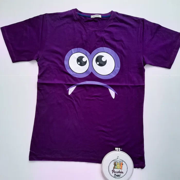 تی شرت لانگ چاپی انیمیشنی هیولای بنفش