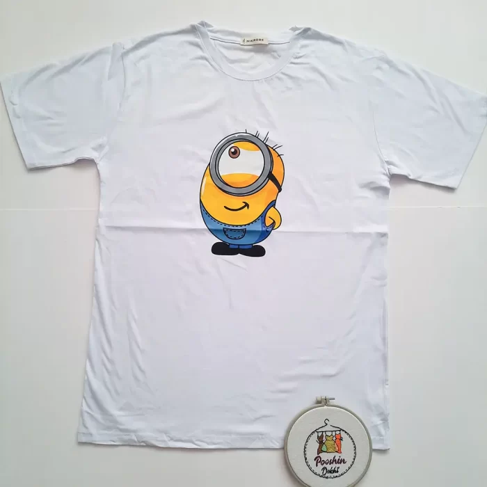 تی شرت لانگ چاپی انیمیشنی سفید مینیون