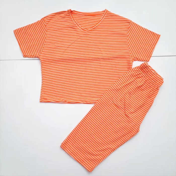 کراپ شلوارک راه راه نارنجی