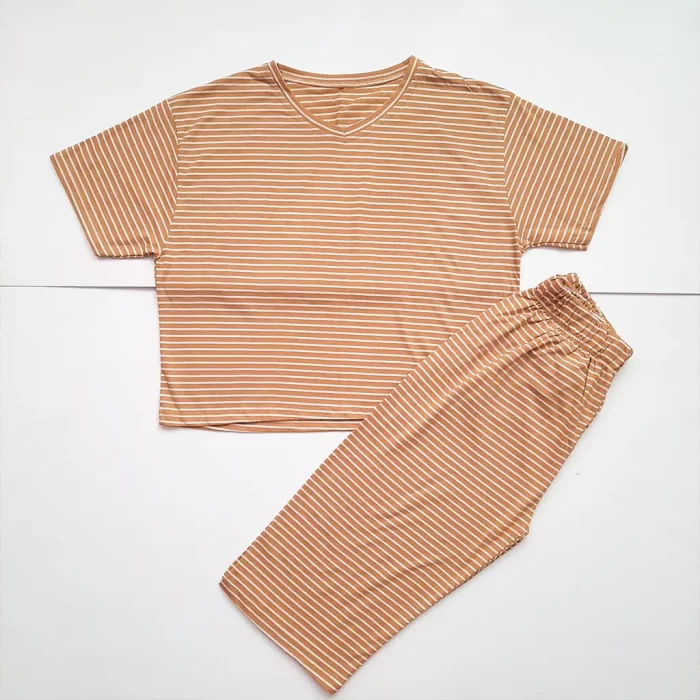 کراپ شلوارک راه راه قهوه ای