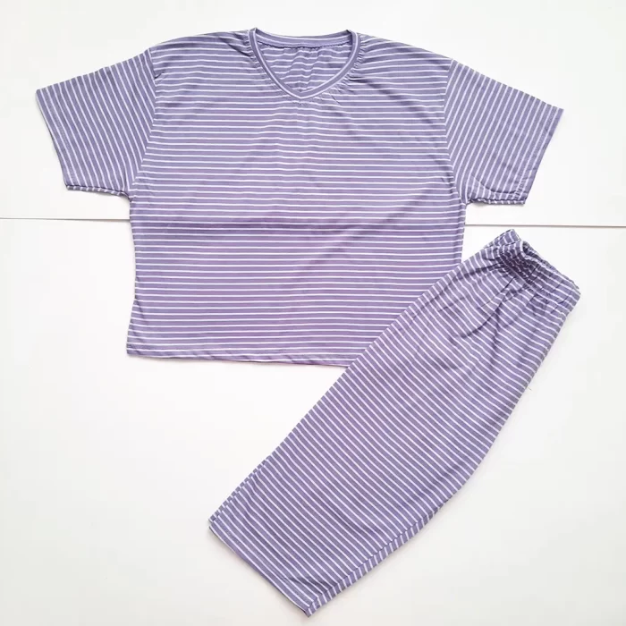 کراپ شلوارک راه راه بنفش