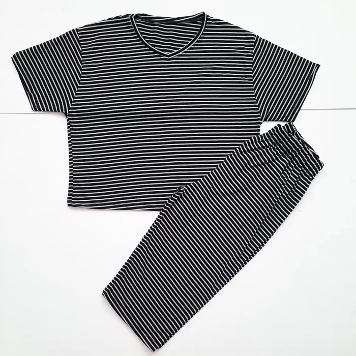 کراپ شلوارک راه راه مشکی