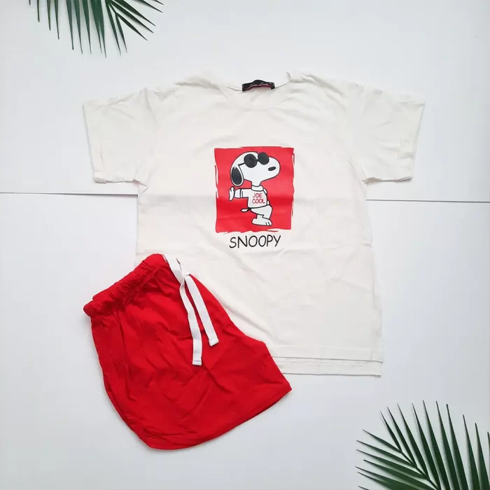 تی‌شرت شورتک اسنوپی قرمز