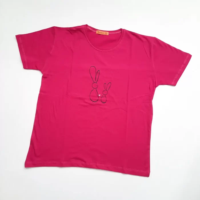 تی‌شرت دو سایزی خرگوش صورتی