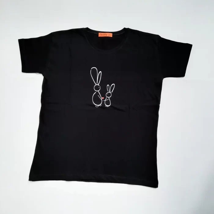 تی‌شرت دو سایزی خرگوش مشکی