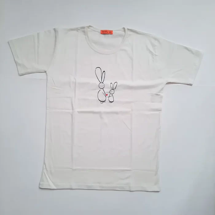 تی‌شرت دو سایزی خرگوش سفید