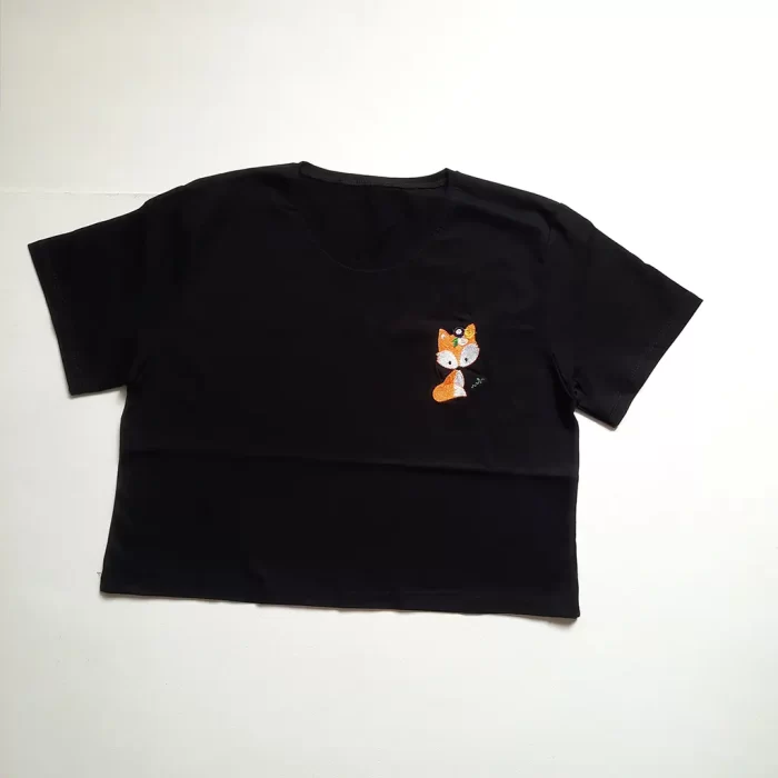 تیشرت کراپ خانم روباه مشکی