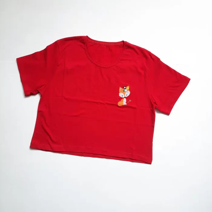 تیشرت کراپ خانم روباه قرمز