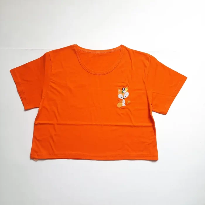 تیشرت کراپ خانم روباه نارنجی