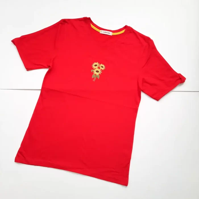 تی‌شرت آستین چاکدار آفتابگردون قرمز