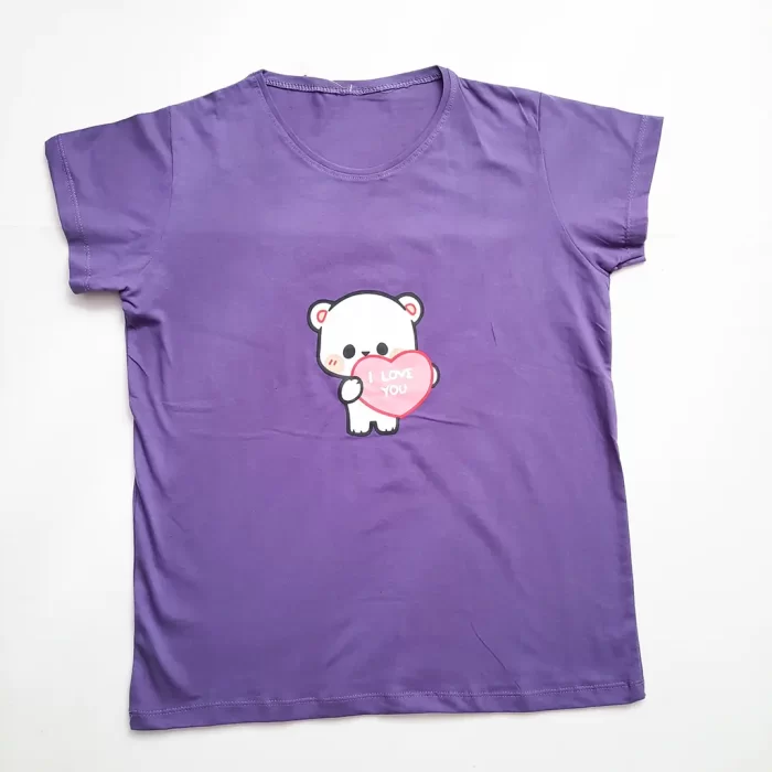 تی‌شرت عروسکی قلب بنفش