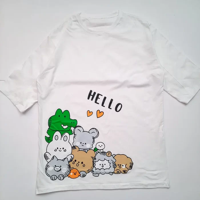 تی‌شرت لانگ عروسکی hello