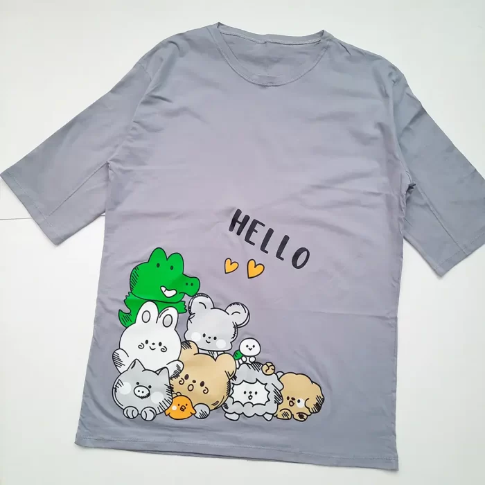 تی‌شرت لانگ عروسکی hello