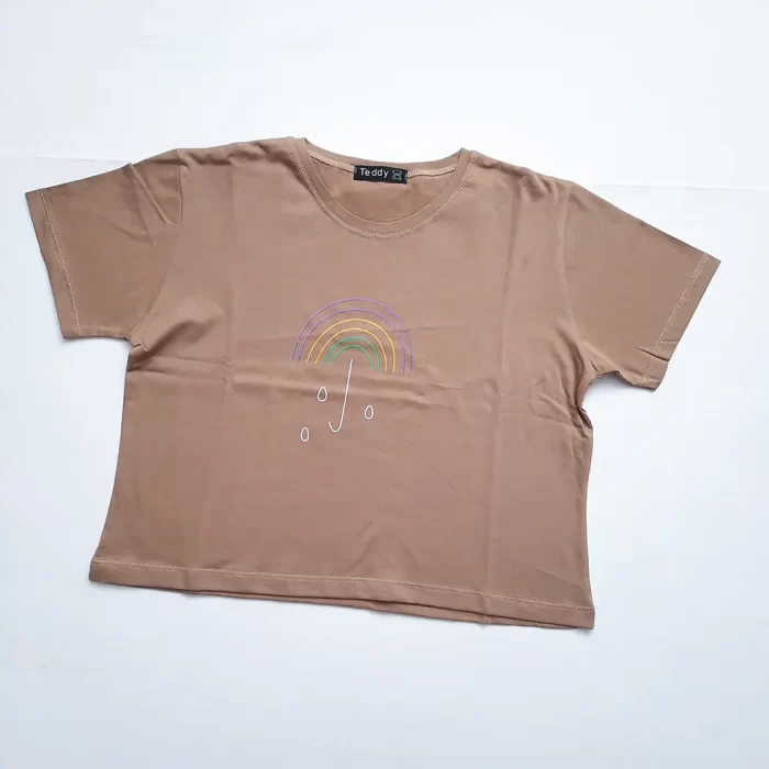 کراپ تی‌شرت چتر رنگین کمان کرم