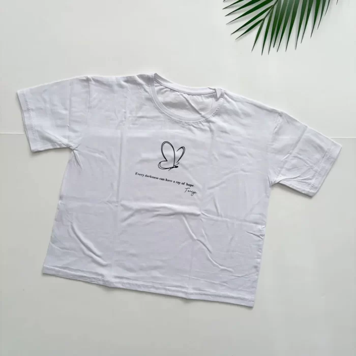 کراپ تی‌شرت پروانه سفید