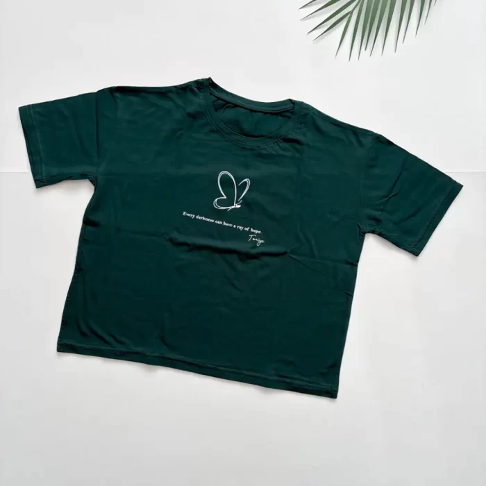 کراپ تی‌شرت پروانه سبز