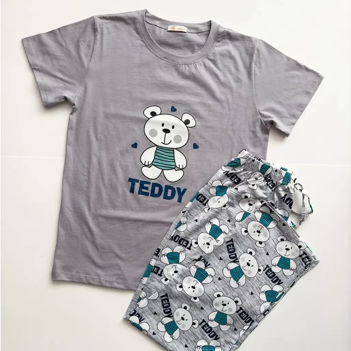 ست تیشرت شلوار عروسکی طوسی