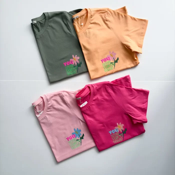 Pink Flower1 تیشرت چاپ برجسته گل