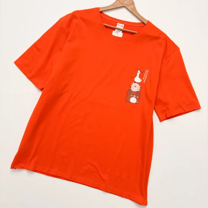 تیشرت لانگ سه حیوون شیطون نارنجی