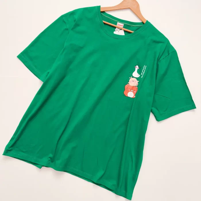 تیشرت لانگ سه حیوون شیطون سبز