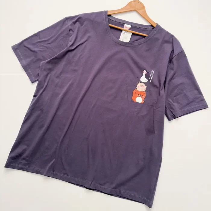 تیشرت لانگ سه حیوون شیطون بنفش