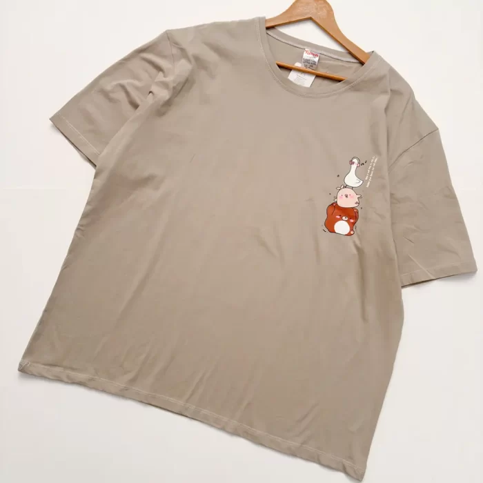 تیشرت لانگ سه حیوون شیطون کرمی