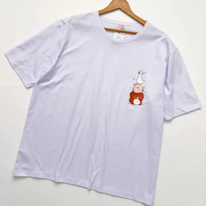 تیشرت لانگ سه حیوون شیطون سفید