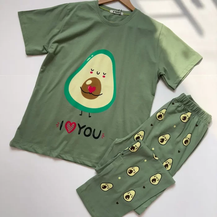 ست تیشرت و شلوار آووکادو سبز