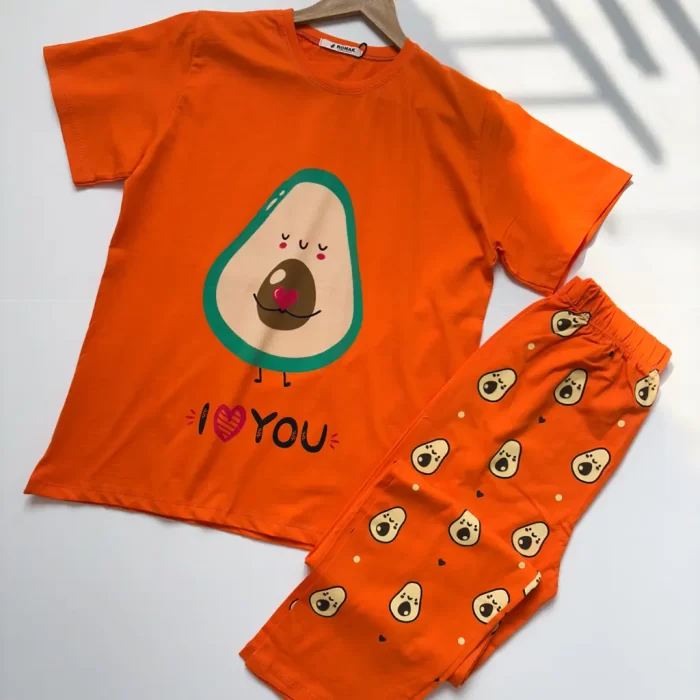 ست تیشرت و شلوار آووکادو نارنجی