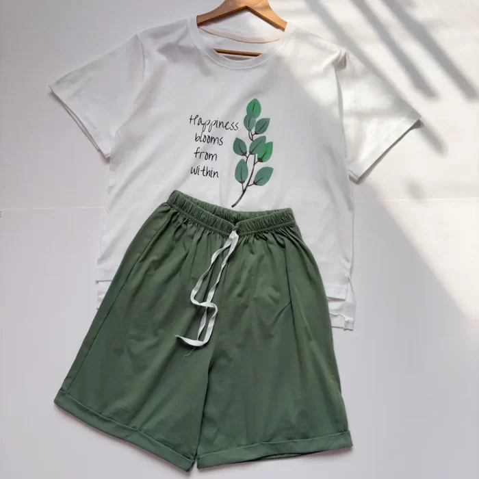 ست تیشرت و شورتک مینیمال سبز