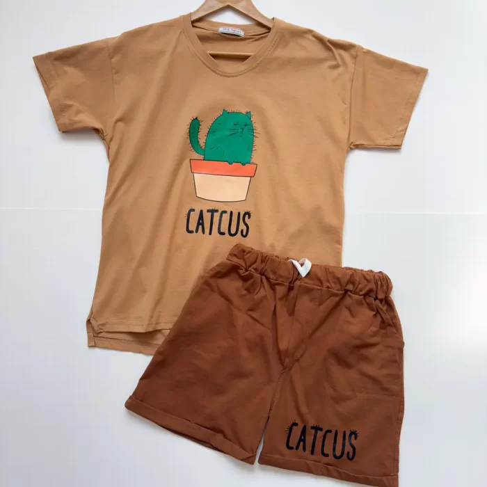 ست تیشرت و شورتک کاکتوس گربه ای