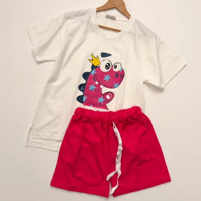 تیشرت شورتک داینا صورتی