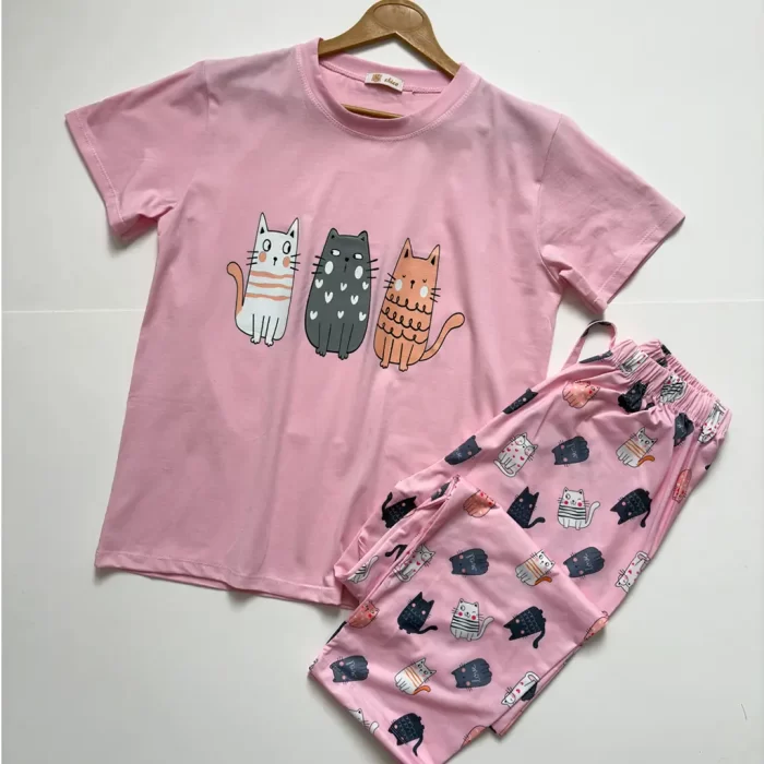 ست تیشرت و شلوار فانتزی پیشی گربه
