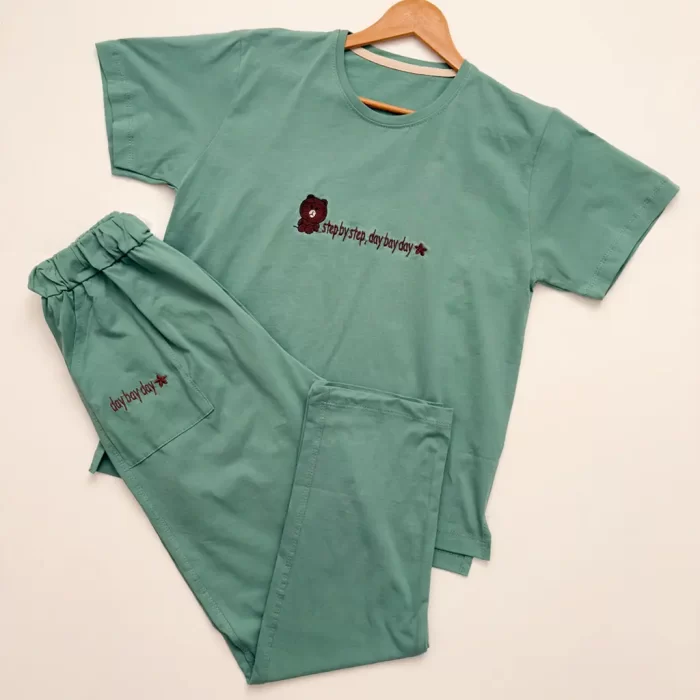 ست تیشرت شلوار میشا سبز