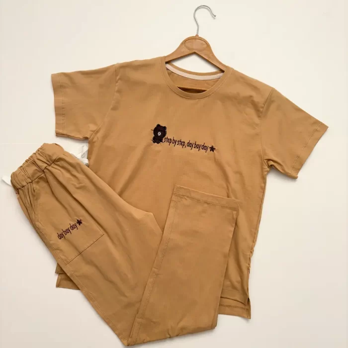 ست تیشرت شلوار میشا قهوه ای