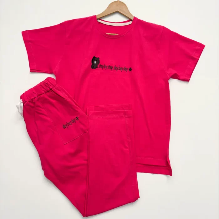 ست تیشرت شلوار میشا سرخابی