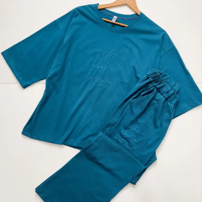 ست تیشرت شلوار ثنا آبی