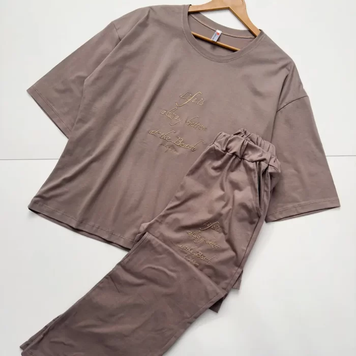 ست تیشرت شلوار ثنا نسکافه ای