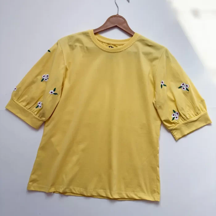 تیشرت آستین سه ربع بهار زرد