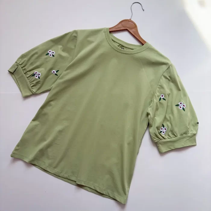 تیشرت آستین سه ربع بهار سبز